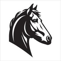 paard logo - filosofisch paard gezicht illustratie in zwart en wit vector