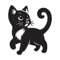 kat silhouet - een nieuwsgierig kat illustratie Aan een wit achtergrond vector