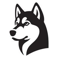 hond - een Siberisch schor hond verdacht gezicht illustratie in zwart en wit vector