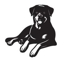 ontspannen rottweiler hond illustratie in zwart en wit vector