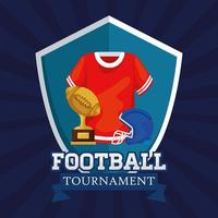 poster van Amerikaans voetbaltoernooi met shirt en pictogrammen vector