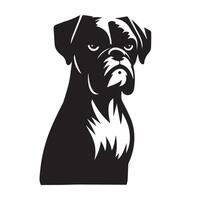 bokser hond - een bokser hond voorzichtig gezicht illustratie in zwart en wit vector