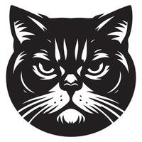 kat silhouet - intimiderend Amerikaans kort haar kat gezicht illustratie vector