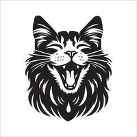 kat - geamuseerd Maine wasbeer kat gezicht illustratie logo concept ontwerp vector