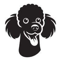 poedel hond - een speels poedel hond gezicht illustratie in zwart en wit vector