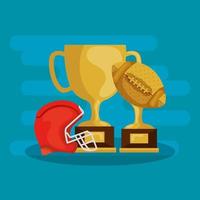 trofeeën en american football helm geïsoleerd pictogram vector