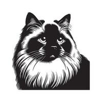 kat - nostalgisch lappenpop kat gezicht illustratie logo concept ontwerp vector