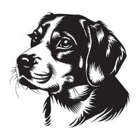 brak hond logo - een inschrijving brak hond gezicht illustratie in zwart en wit vector