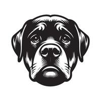 rottweiler hond logo - een bedroefd rottweiler hond gezicht illustratie in zwart en wit vector