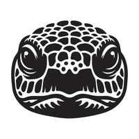 illustratie van een schildpad dichtbij omhoog gezicht in zwart en wit vector