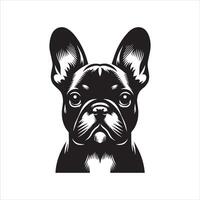 Frans bulldog logo - een waakzaam Frans bulldog gezicht illustratie in zwart en wit vector