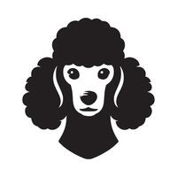 poedel hond - een waakzaam poedel hond gezicht illustratie in zwart en wit vector