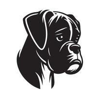 bokser hond - een bokser hond verdrietig gezicht illustratie in zwart en wit vector