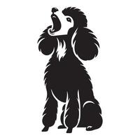 poedel hond - een energiek poedel hond gezicht illustratie in zwart en wit vector