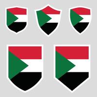 reeks van Soedan vlag in schild vorm kader vector
