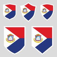 reeks van sint maarten vlag in schild vorm vector