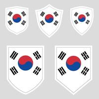 reeks van zuiden Korea vlag in schild vorm vector