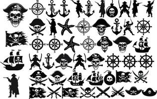 piraat voorwerpen voor ontwerp, piraat bundel vector