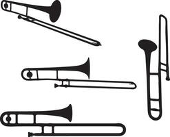 trombone silhouet Aan wit achtergrond vector