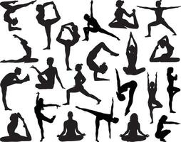 yoga silhouet Aan wit achtergrond vector