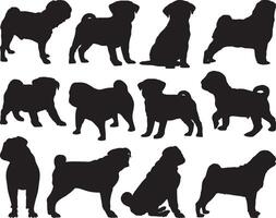 mopshond hond silhouet Aan wit achtergrond vector