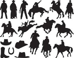 cowboy silhouet Aan wit achtergrond vector