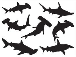 hamerhaai haai silhouet Aan wit achtergrond vector