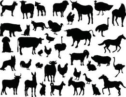 boerderij dieren silhouet Aan wit achtergrond vector