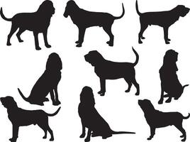 bloedhond honden silhouet Aan wit achtergrond vector