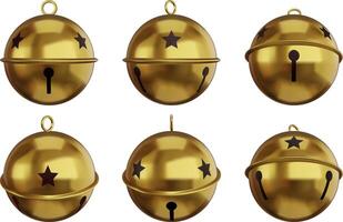 reeks van geïsoleerd goud rinkelen bellen. Kerstmis gouden klokken vector