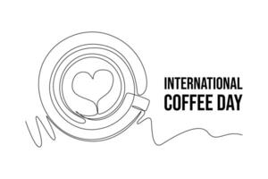 doorlopend een lijn tekening Internationale koffie dag. tekening illustratie. vector