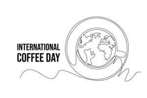 doorlopend een lijn tekening Internationale koffie dag. tekening illustratie. vector