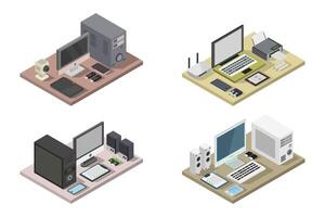 geïllustreerd isometrische kantoor bureaus vector
