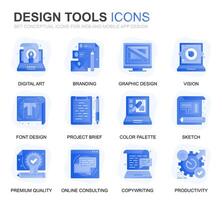 modern reeks ontwerp gereedschap helling vlak pictogrammen voor website en mobiel apps. bevat zo pictogrammen net zo creatief, ontwikkelen, precisie, visie, schetsen. conceptuele kleur vlak icoon. pictogram pak. vector