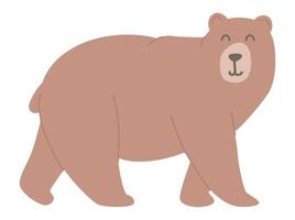 schattig beer in vlak ontwerp. gelukkig dieren in het wild huisdier, Woud grizzly karakter. illustratie geïsoleerd. vector