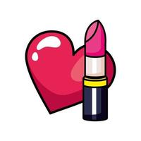 lippenstift met hart pop-art stijlicoon vector