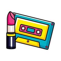 cassettemuziek met lippenstift pop-art stijlicoon vector