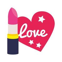 lippenstift met hart pop-art stijlicoon vector