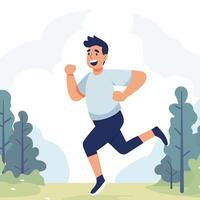 vrolijk vent Aan een ochtend- joggen in de park vector