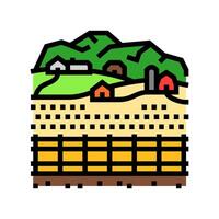 dorp platteland kleur icoon illustratie vector