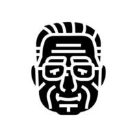 senior oud Mens avatar glyph icoon illustratie vector