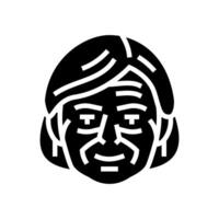 oud vrouw avatar glyph icoon illustratie vector