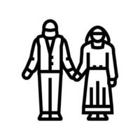 paar ouderen oud vrouw Mens lijn icoon illustratie vector