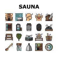 sauna bad spa kom tot rust stoom- kamer pictogrammen reeks vector