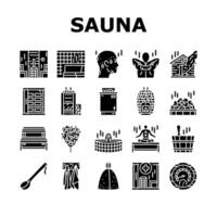 sauna bad spa kom tot rust stoom- kamer pictogrammen reeks vector