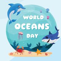 blauw zee onderwater- wereld oceanen dag grens tekenfilm grafisch illustratie ontwerp vector