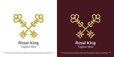 koninkrijk sleutels logo ontwerp illustratie. silhouet van de Koninklijk keizerlijk schat sleutel voorwerp Koninklijk prins koning eer sleutelgat voorbij gaan aan zeker. gemakkelijk minimaal minimalistische wijnoogst oud klassiek icoon symbool. vector