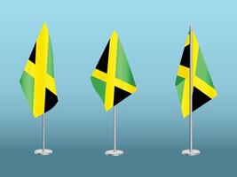 vlag van Jamaica met zilver paal.set van Jamaica nationaal vlag vector