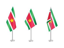 vlag van Suriname met zilver paal.set van suriname nationaal vlag vector