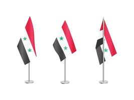 vlag van Syrië met zilver paal.set van syrië nationaal vlag vector